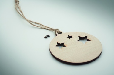 Logo trade promotional merchandise picture of: Wooden bauble shape hanger