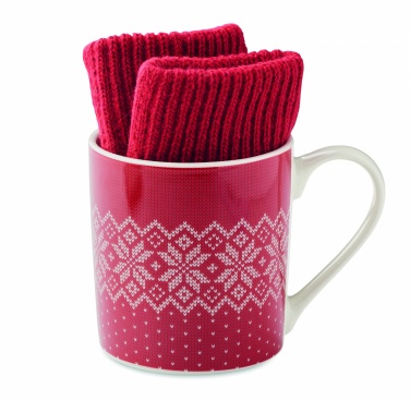 Logo trade business gift photo of: Winter gift mug and gloves set