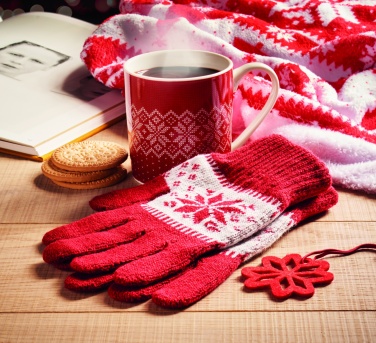 Logo trade business gifts image of: Winter gift mug and gloves set