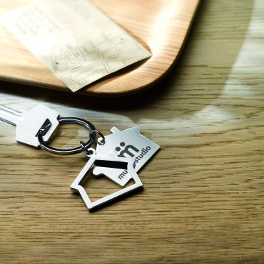 Logotrade promotional item picture of: Metal key ring house shape Jyvaskyla