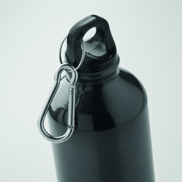 Logo trade advertising products image of: 500 ml single-walled water bottle made of recycled aluminum with a carabiner