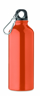Logotrade advertising product image of: 500 ml single-walled water bottle made of recycled aluminum with a carabiner