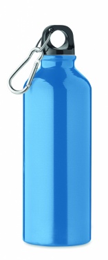 Logo trade promotional merchandise image of: 500 ml single-walled water bottle made of recycled aluminum with a carabiner