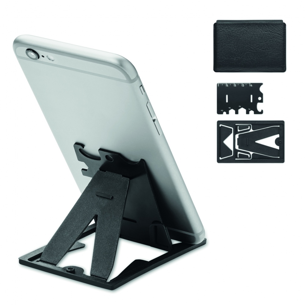 Logo trade promotional giveaways image of: Multi-tool pocket phone stand