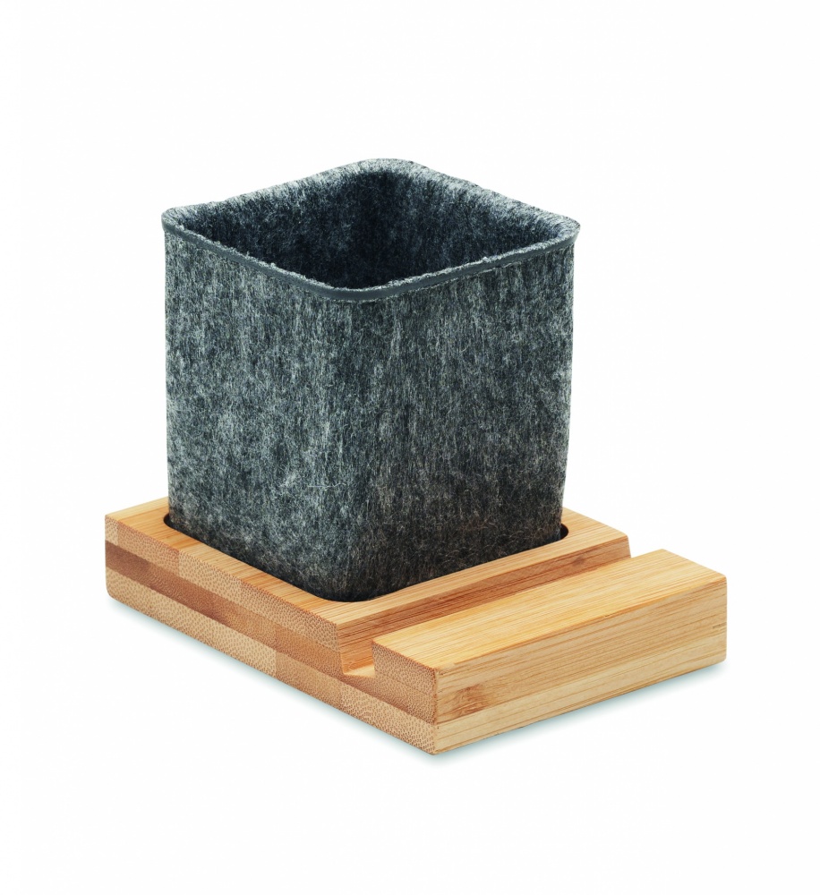 Logotrade promotional giveaway picture of: RPET felt pen pot phone stand