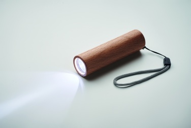 Logo trade promotional item photo of: Beech wood rechargeable torch
