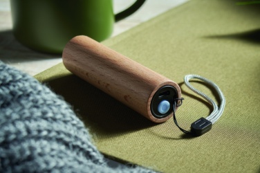 Logo trade promotional merchandise photo of: Beech wood rechargeable torch
