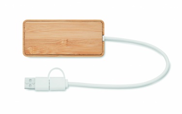 Logo trade promotional giveaways image of: Bamboo USB 3 ports hub