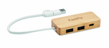 Logo trade promotional giveaways image of: Bamboo USB 3 ports hub