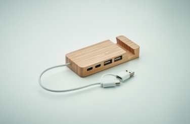 Logotrade promotional items photo of: Bamboo USB 4 ports hub