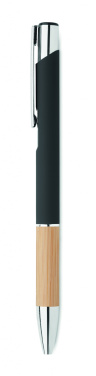 Logo trade advertising products picture of: Ballpoint pen made of aluminum with a bamboo grip
