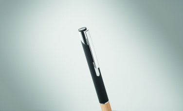 Logo trade promotional gifts image of: Ballpoint pen made of aluminum with a bamboo grip