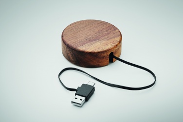 Logo trade promotional giveaways image of: Wireless charger in acacia 15W