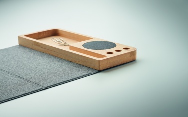 Logo trade corporate gift photo of: Wireless charger in bamboo 15W