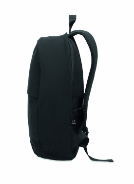 Logo trade promotional items image of: A 15-inch laptop backpack made of recycled pre-consumer cotton and recycled polyester with customizable printing.