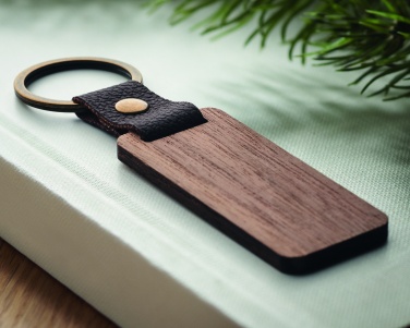 Logotrade promotional merchandise picture of: Key ring in walnut and PU Kokkola