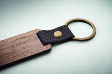 Logo trade business gift photo of: Key ring in walnut and PU Kokkola