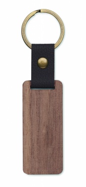 Logo trade advertising products image of: Key ring in walnut and PU Kokkola