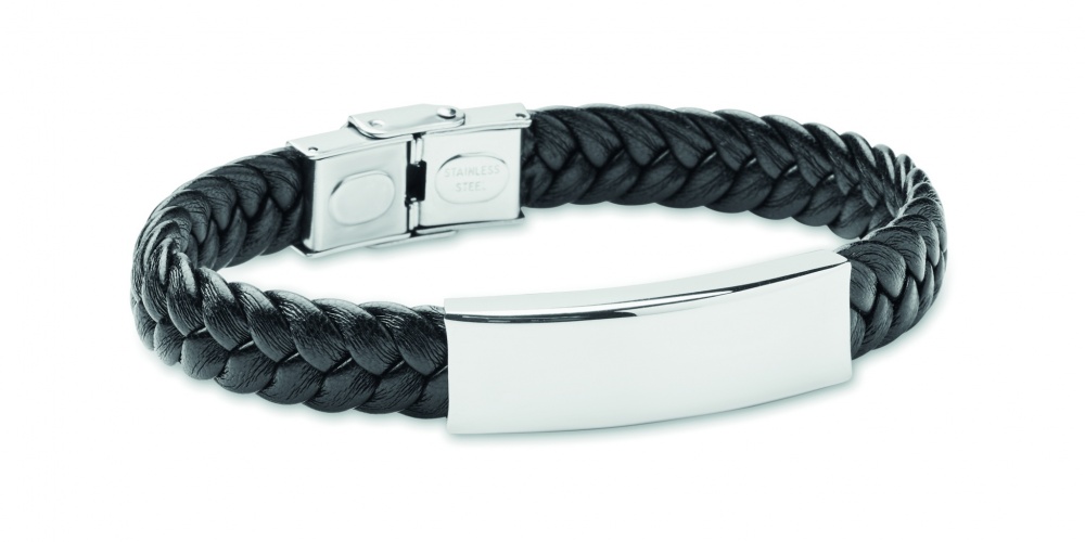Logo trade corporate gift photo of: Braided faux leather bracelet