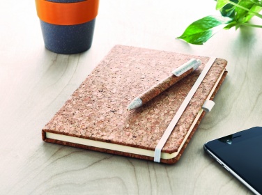 Logo trade promotional products picture of: A5 cork notebook with pen