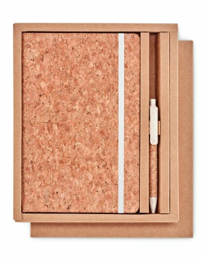 Logo trade promotional giveaways image of: A5 cork notebook with pen