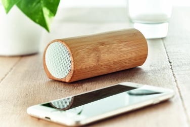 Logo trade promotional giveaways picture of: Wireless bamboo speaker 2x5W
