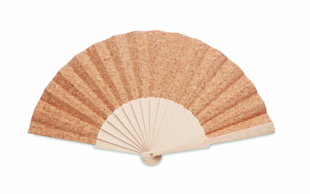 Logo trade advertising products image of: Wood hand fan with cork fabric