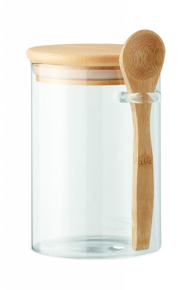 Logotrade promotional gift picture of: Glass jar with spoon 600 ml