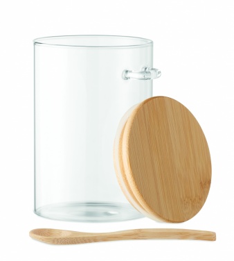 Logo trade corporate gifts image of: Glass jar with spoon 600 ml