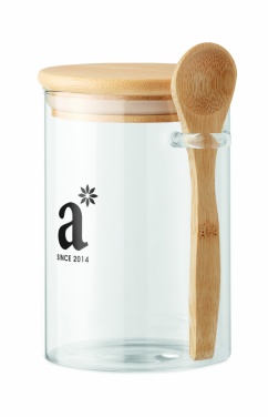 Logo trade corporate gifts picture of: Glass jar with spoon 600 ml