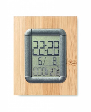 Logotrade promotional giveaway picture of: Bamboo pen holder and LCD clock