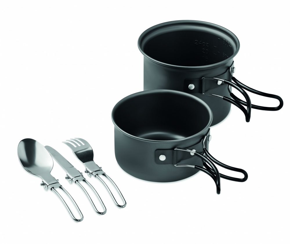 Logotrade promotional product image of: 2 camping pots with cutlery