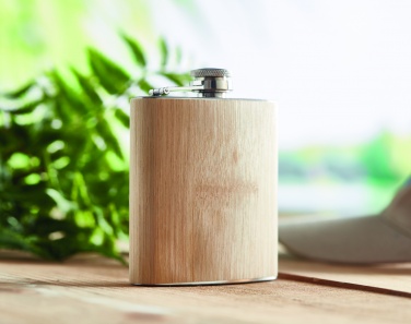Logo trade corporate gifts picture of: Bamboo slim hip flask 170ml
