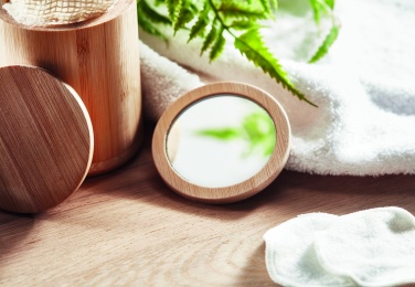 Logo trade promotional giveaways picture of: Bamboo make-up mirror