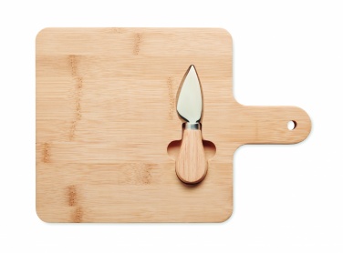 Logo trade business gifts image of: Cheese board set in bamboo Bremen