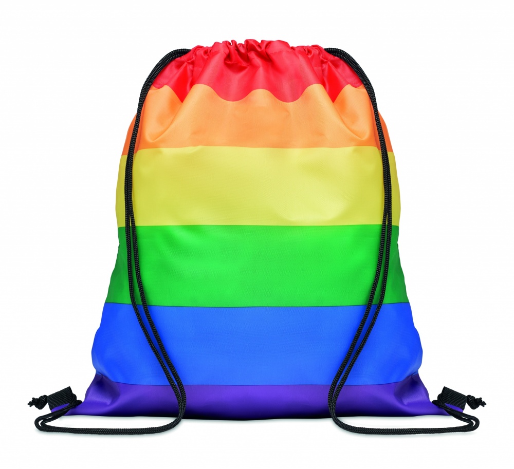 Logo trade promotional merchandise photo of: Rainbow RPET drawstring bag