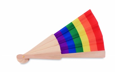 Logo trade promotional gifts image of: Rainbow wooden hand fan