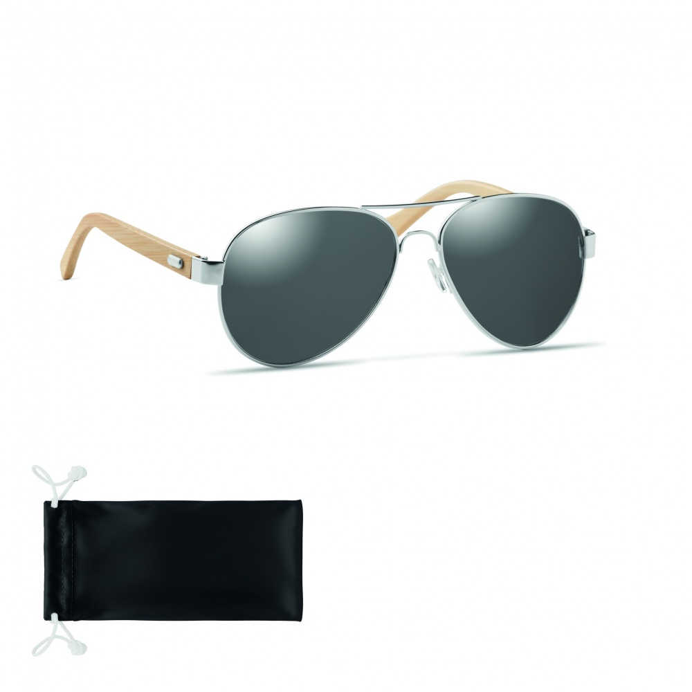 Logotrade promotional gift picture of: Bamboo sunglasses in pouch TARTU
