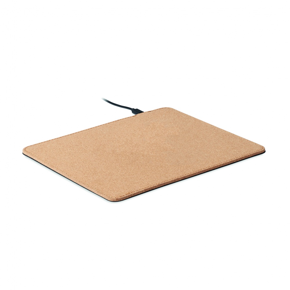 Logo trade promotional items image of: Cork mouse mat charger 15W