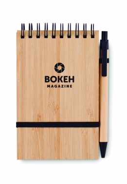 Logo trade promotional item photo of: A6 bamboo notepad with pen SONORABAM