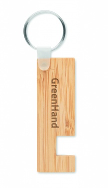 Logo trade promotional merchandise photo of: Bamboo stand and key ring Savonlinna