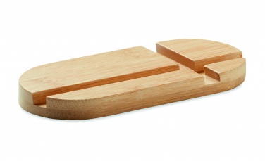 Logo trade promotional gifts image of: Bamboo tablet/smartphone stand