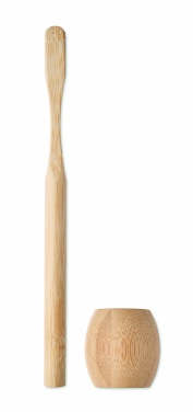 Logo trade advertising products image of: Bamboo tooth brush with stand