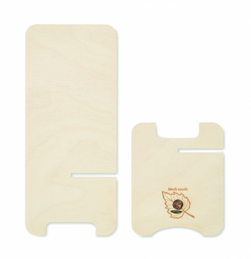 Logo trade corporate gifts image of: Birch Wood phone stand