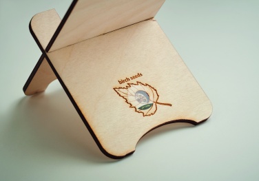Logo trade business gifts image of: Birch Wood phone stand