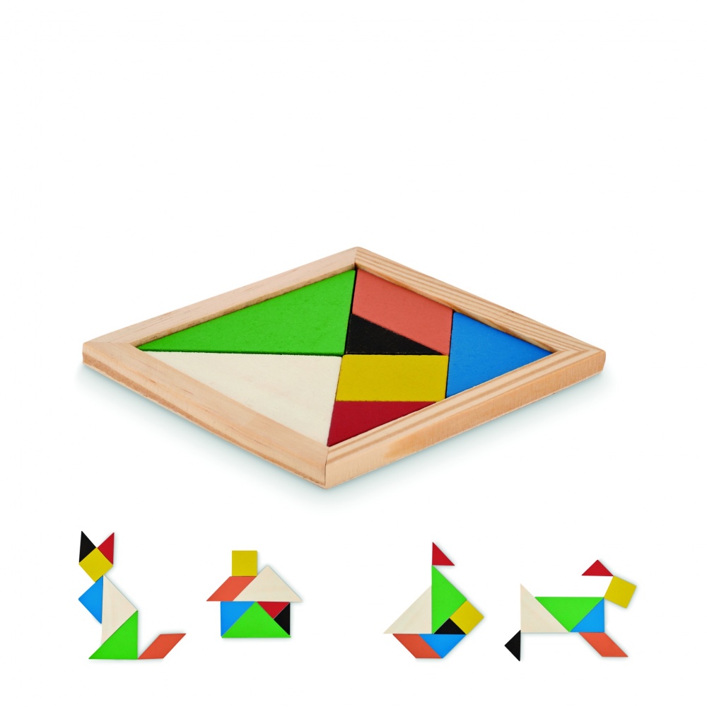 Logo trade promotional merchandise image of: Tangram puzzle in wood