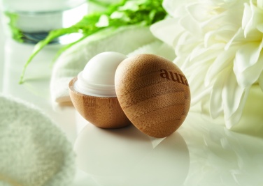 Logotrade advertising product image of: Lip balm in round bamboo case