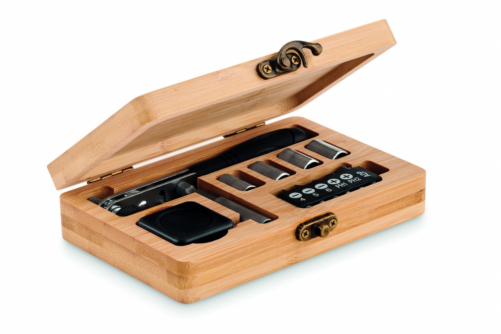 Logotrade promotional gift image of: 13 piece tool set, bamboo case
