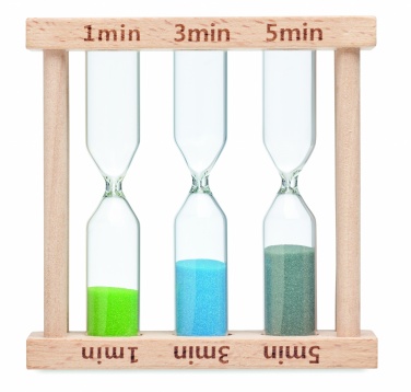 Logo trade advertising products image of: Set of 3 wooden sand timer