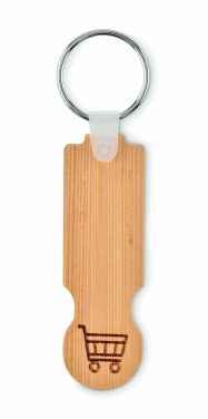 Logotrade corporate gift picture of: Bamboo euro token key ring Rauma